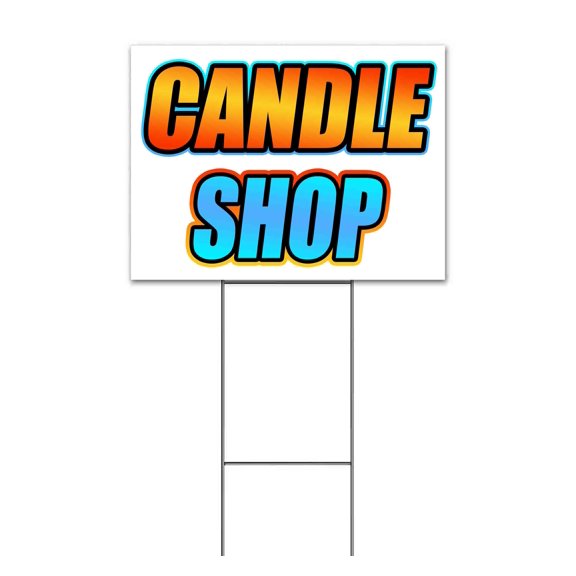 Candle Shop (18" x 24") Yard Sign, Includes Metal Step Stake