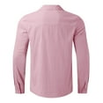 thumbnail image 5 of GZWYHT Mens Casual Button Down Shirts,Mens Shirts Male Summer Cotton Solid Casual Plus Size Loose Shirt Mens Turn Down Collar Long Sleeve Shirt Long Sleeve Shirts,Linen Shirts Pink M, 5 of 5