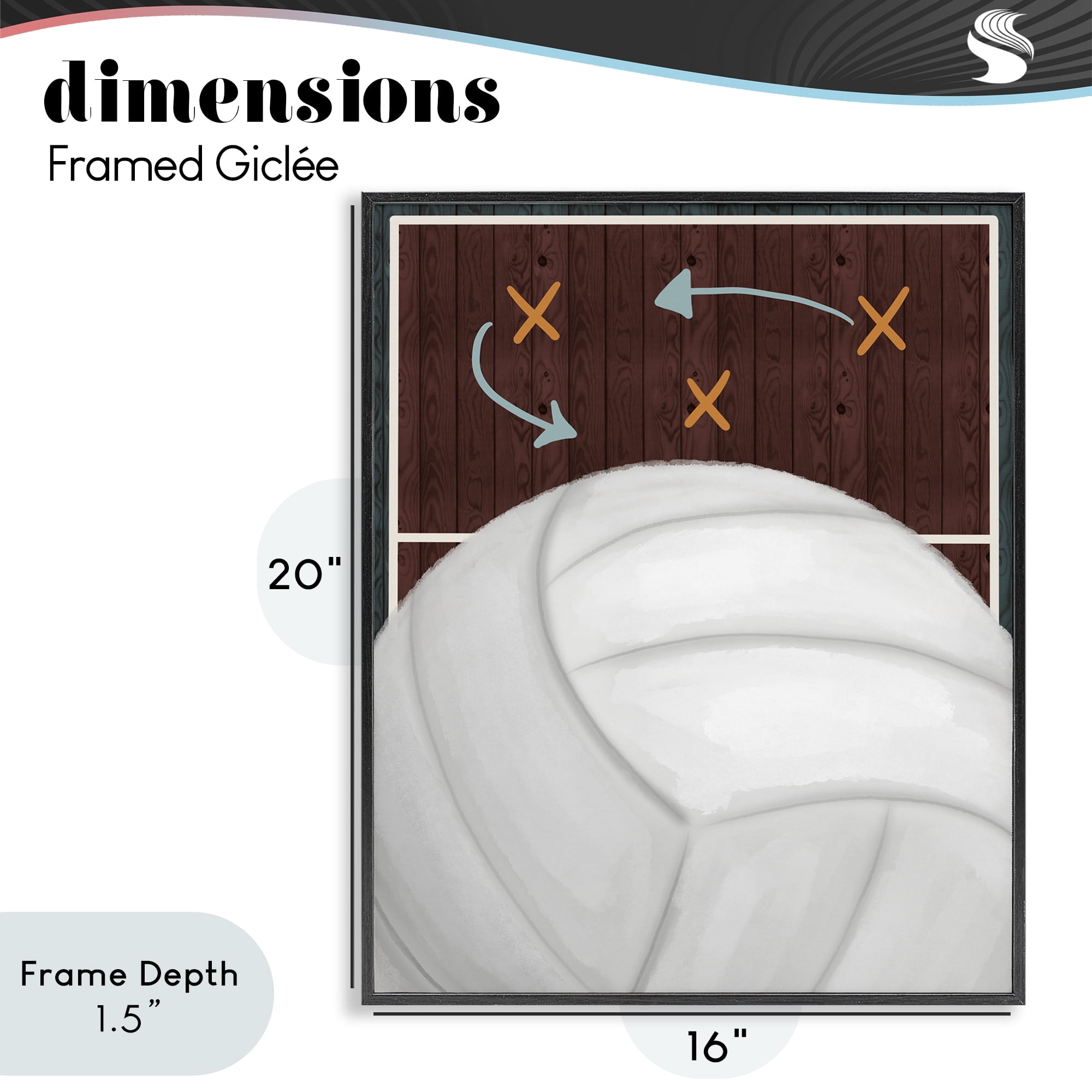 Stupell Industries Volleyball Court Tactics Black Framed Giclee Art, design by Jennifer Stith