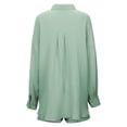 thumbnail image 7 of JIAYUE Women 2 Piece Outfits Sets Solid Color Lapel Long Sleeve Casual Linen Blend Poplin Shirt And Shorts Button Ladies Stylish Clothing Set, 7 of 7