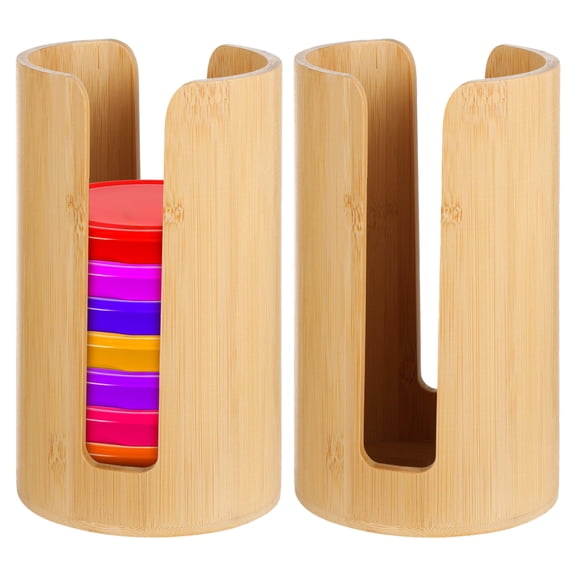 2 Pack Mason Jar Lid Organizer,Wooden Storage Rack for Canning Lids,3.7" Inner Diameter,Vertical U-Slot Design for Metal & Plastic Lids,Pantry Organizer