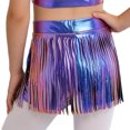thumbnail image 2 of Hansber Kids Girls Metallic Shorts Hip Hop Jazz Dance Performance Cheerleading Tassels Skirts Dancewear Blue 16, 2 of 7