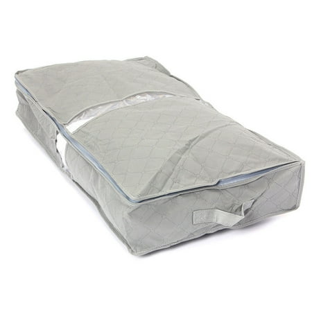 Under Bed Baskets Gray Under-bed Storage Bag Portable Under The Bed Simplify Box Organizer with Clear Plastic Zippered Cover For Clothes Blankets Shoes item ()