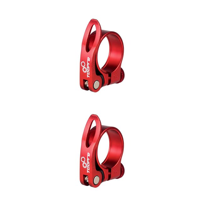 Greeniant Abrazadera para tija de sillín de bicicleta, abrazadera de tubo de tija de sillín de liberación rápida de aleación de aluminio, Rojo arena 34.9 mm 2piezas