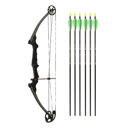 Genesis Archery Original Compound Bow (Left Hand, Black) and Six Arrows