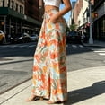 thumbnail image 4 of Iyufng Tropical Printed Wide Leg Pants for Women, High Waisted Drawstring Relaxed Fit Beach Pants with Side Pockets, 4 of 5