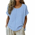 thumbnail image 3 of VBVC Women's Striped Short Sleeve Tunic Top,Ladies Crew Neck Casual Loose Fit Blouse,Lightweight Summer Shirts for Women,Blue,S-3XL, 3 of 7