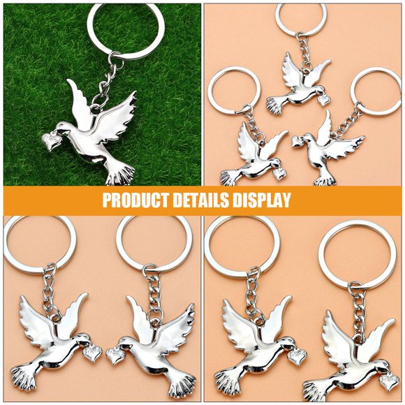 FENGGUIQU 3 Pcs Pendentif Porte-Clés Dove en Alliage de Zinc pour Décoration du Jour de l'An