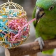 thumbnail image 6 of huayou Golden Metal Hanging Bird Foraging Cage, Colorful Raffia Filler, Chain Hook Design, Decoration, for Parrot, Budgie Cage Play, Gold, 6 of 7