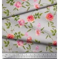 thumbnail image 2 of Soimoi Rayon Crepe Fabric Leaves,Rose & Peony Floral Decor Fabric Printed Yard 46 Inch Wide, 2 of 3