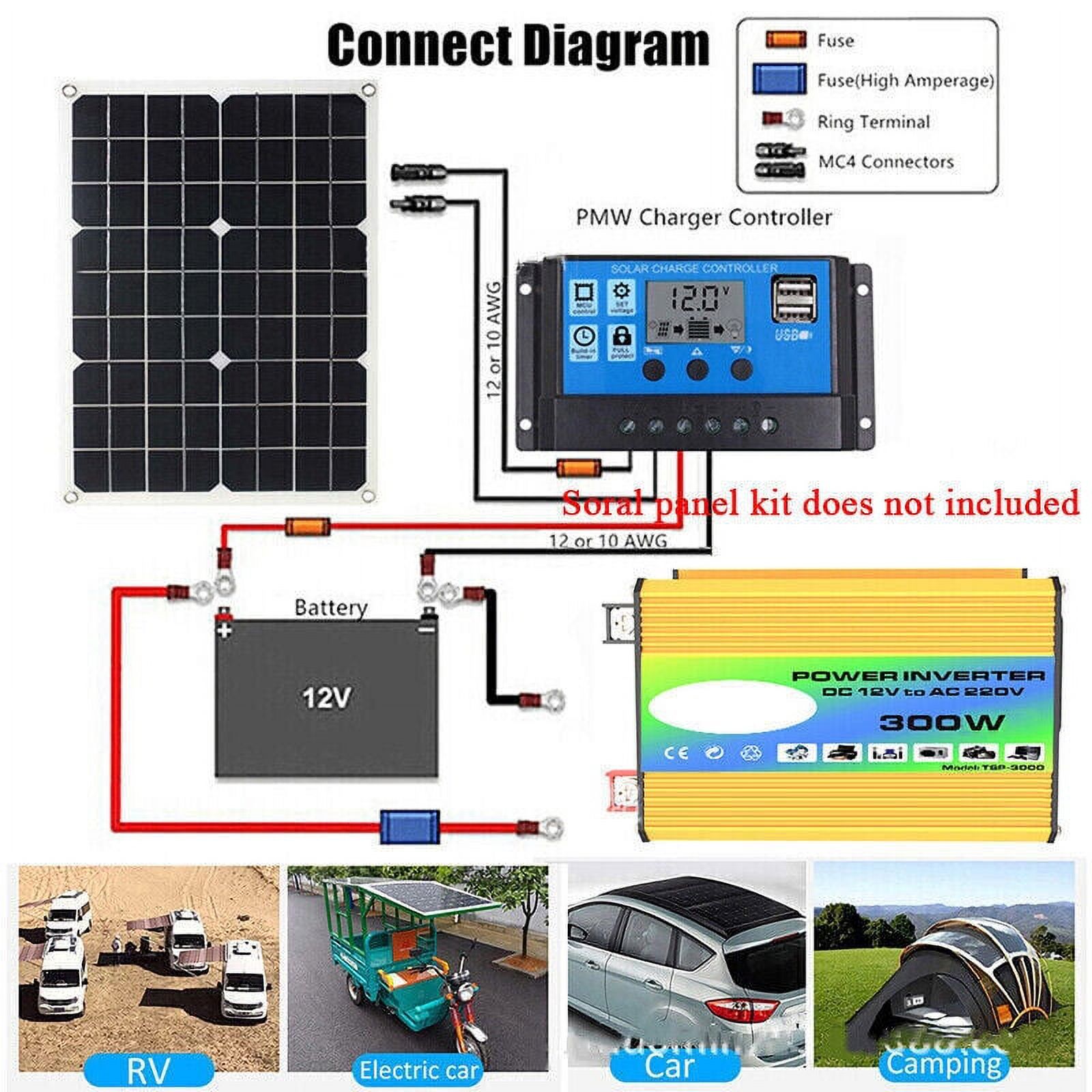 3000W Car Power Inverter DC 12V To AC 110V Sine Wave Solar Converter Dual USB US