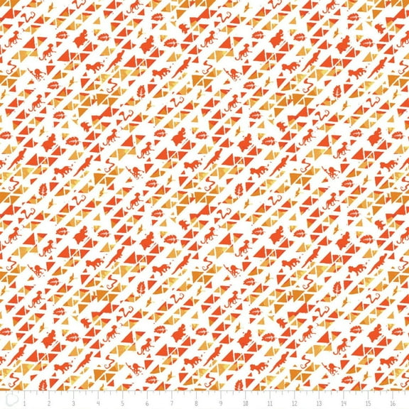 Disney Lion Guard Triangles 100% Cotton Quilt Fabric in Orange