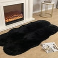 thumbnail image 2 of Latepis Soft Faux Sheepskin Fur Rug 4x6 Feet Black Fluffy Rug Shag Nursery Rug Carpet Area Rug for Living Room Bedroom Playing Room, Home Decor, Sheepskin, 2 of 8