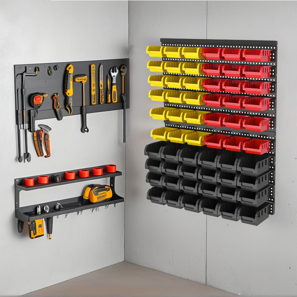 60-Bin Wall-Mounted Storage Bins - Heavy-Duty Garage Tool Organizer for Screws, Nuts, Bolts, Nails, Beads, and Small Hardware Parts