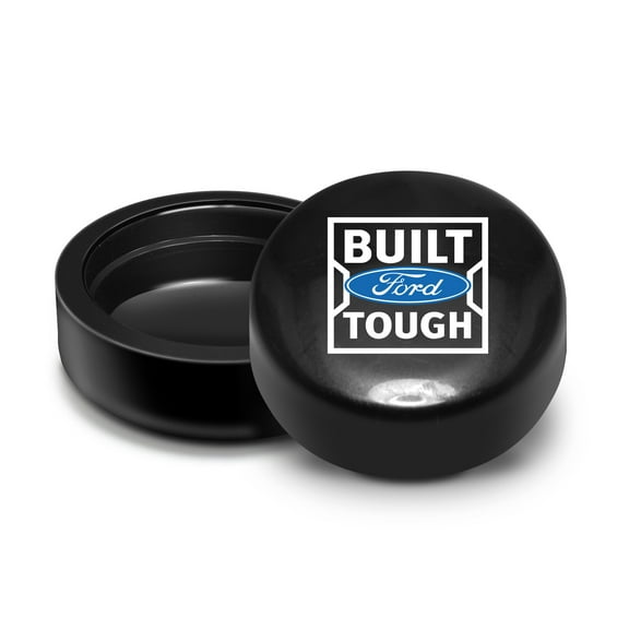 Ford Built-Ford-Tough on Black ABS Plastic License Plate Frame Screw Covers
