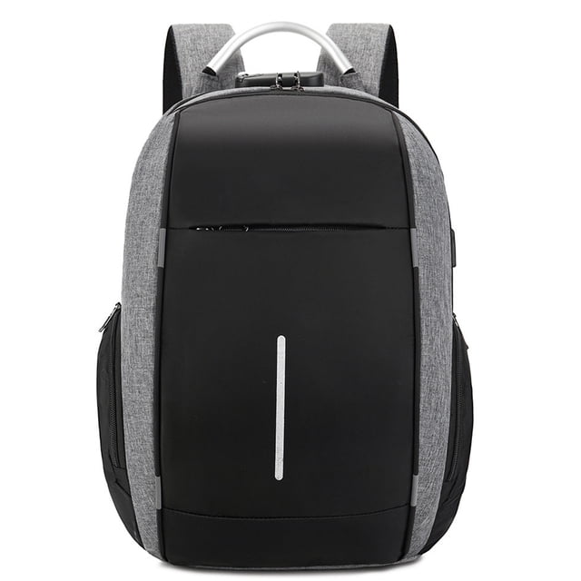 Mochila para computadora portátil, mochila delgada para viajes de negocios, mochila para computadora portátil con puerto de carga USB, bolso para computadora universitaria, gris