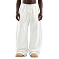 thumbnail image 5 of Men's Baggy Sweatpants Wide Leg Barrel Sweat Pants Drawstring Elastic Waist Loose Fit Slacks with Pockets, XL, 5 of 5