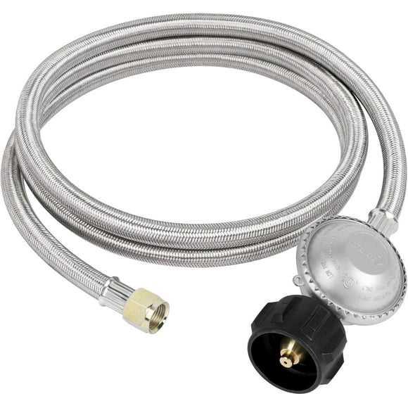 shiyou-6FT Low Pressure Propane Regulator Hose for Gas Grill, Burner Stove, Fire Pit, Smoker, Heater, LP Forced Air Heater, Stainless Braided Hose with 3/8" Female Flare Fitting