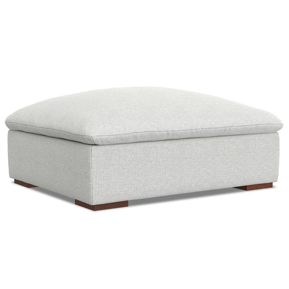 Velvet Ottoman for Living Room - Large Square Coffee Table Ottoman - Cloud Grey