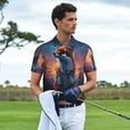 thumbnail image 3 of Fuzoiu Starry Sky Meditating Fox Print Men's Polo Shirts Short Sleeve,Golf Shirts for Men,Mens Golf Shirt Moisture Wicking Quick-Dry-Medium, 3 of 6