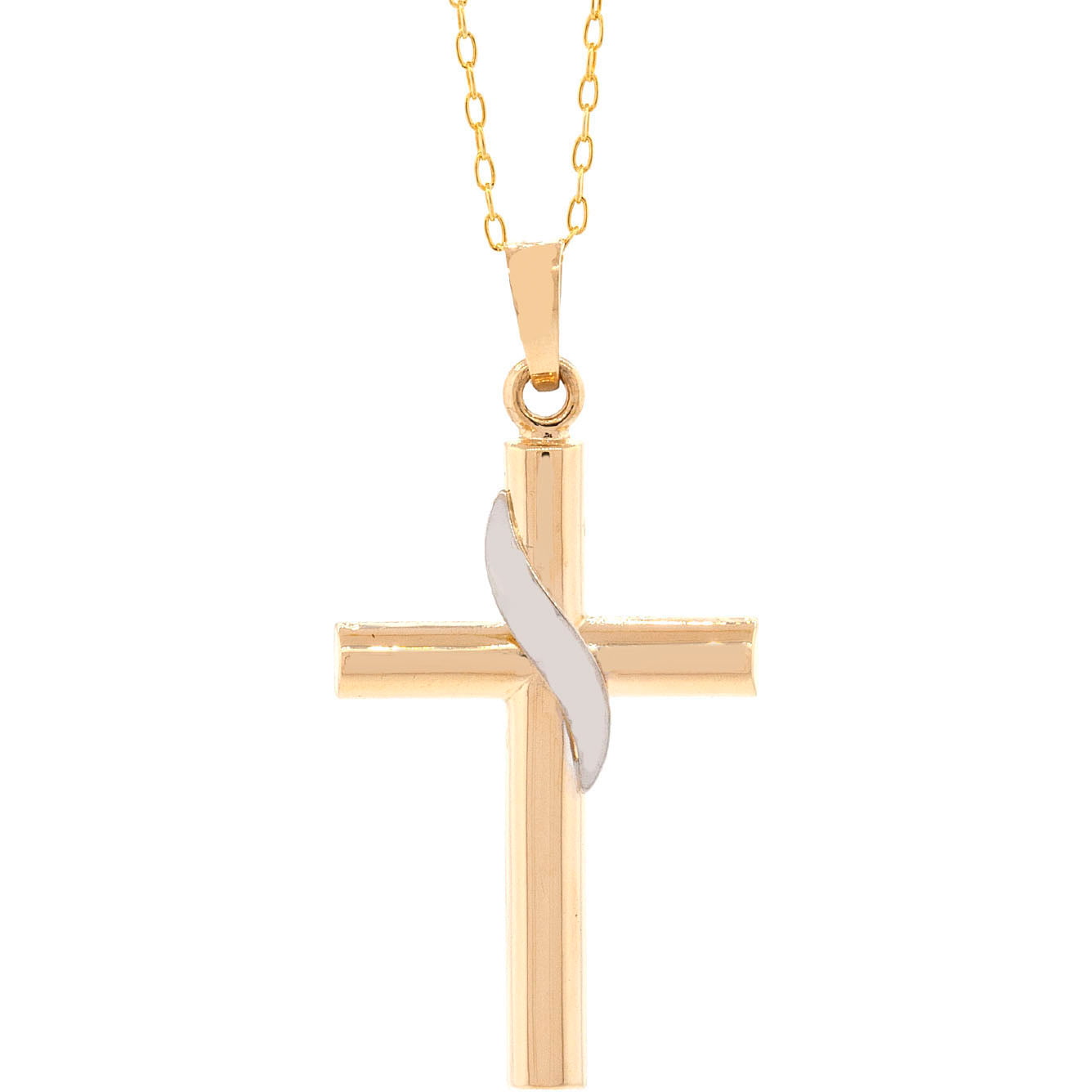 PORI JEWELERS - Pori Jewelers 14K Solid Gold Cross Pendant With Chain