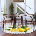 thumbnail image 4 of Lemon Round Living Room Rugs 7 ft, Summer Fruit Floral Wood Grain Blue Plaid Washable Area Rug with Non-Slip Sturdy Edge Binding Round Carpet for Kitchen Office Bedroom, 4 of 9