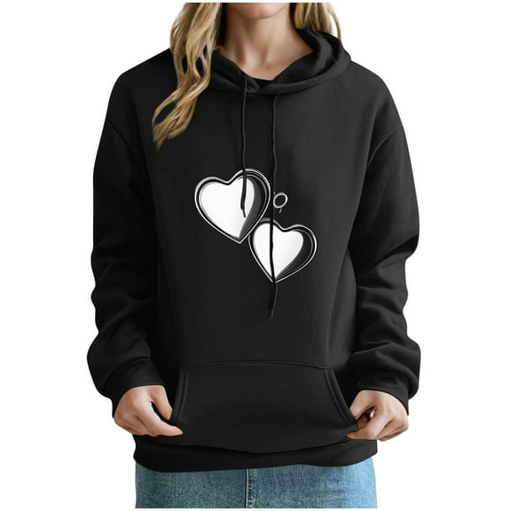 Makaor Pullover Hoodies for Women Graphic Sweatshirt with Pockets Fleece Long Sleeve Pullover Drawstring Tops