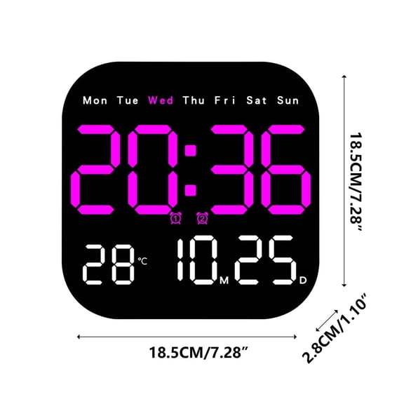 Leodye 1PCS Multifunctional LED Electronic Wall Clock Stylish Versatile Home Living Room Hangable/Standable Fresh Decor Clock -7.28*7.28IN