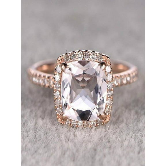 Limited Time Sale Antique 1.25 carat Morganite and Diamond Engagement Ring in 10k Rose Gold for Women