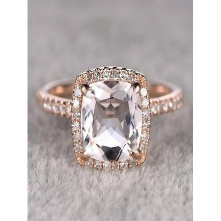 Engagement Rings 10k White Gold Limited Time Sale Antique 1.25 carat Morganite and Diamond Engagement Ring in 10k Rose Gold for Women ()