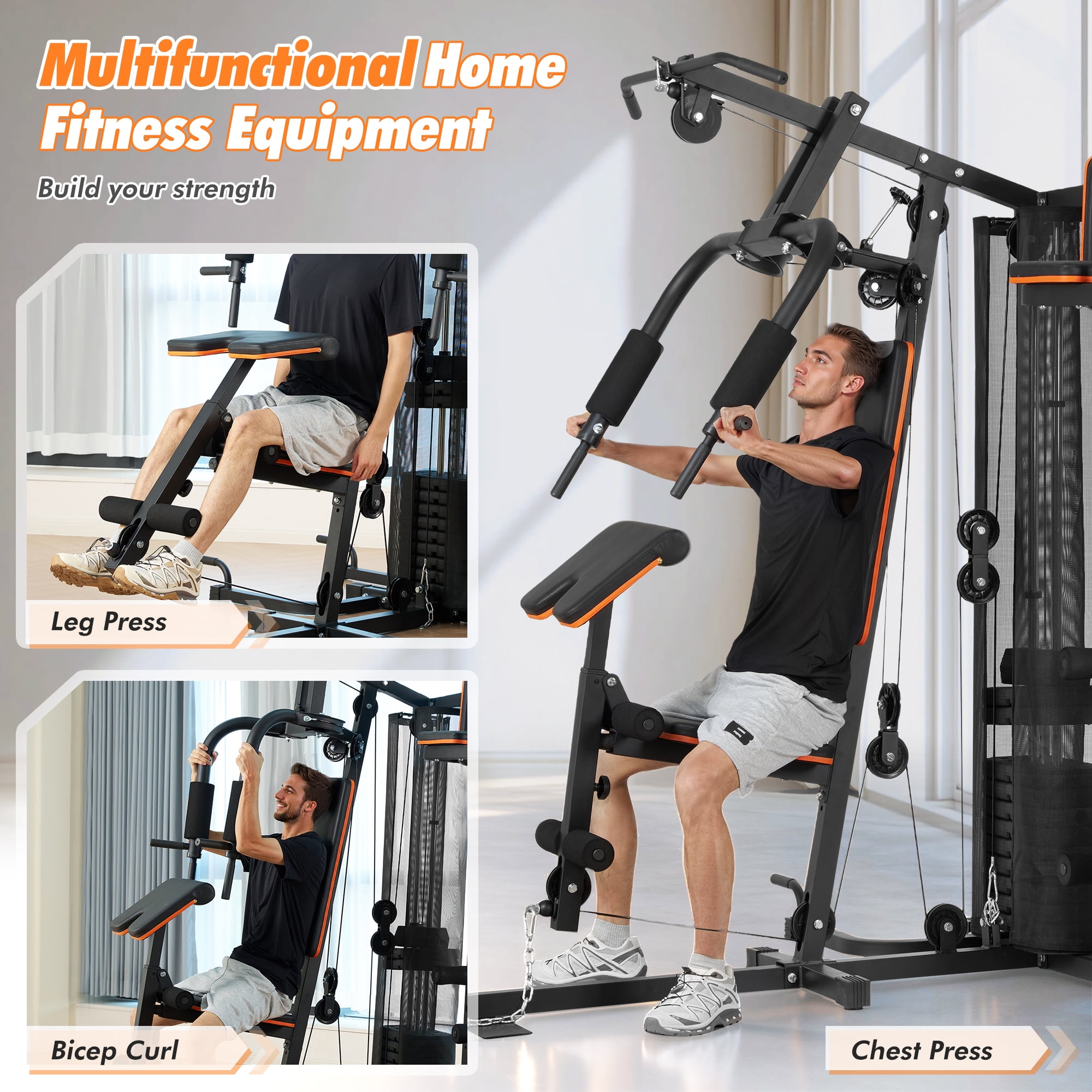 Naipo Home Gym Station with Multifunctional All in One Home Gym 300 lbs Weight Capacity Sturdy Stable Structure Clear Assembly Guide for Beginner Users