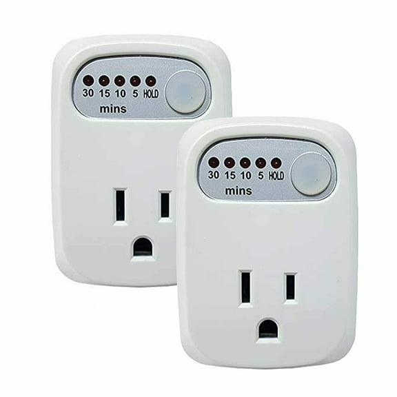 2 Pack Simple Touch Countdown Timer Auto Shut-Off Safety Outlet Receptacle, 5 Presets, 30 15 10 5 Minute Plug-in