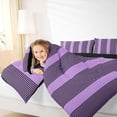 thumbnail image 5 of Castle Fairy Mid Century Thin Vertical Stripe Queen Bedding 7pcs,Retro Wide Band Bedding Comforter Set Queen,Black Lavender,Reversible, 5 of 7