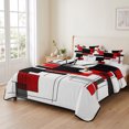 thumbnail image 2 of Twin Quilt Set 68''x86'', Red Grey Black Lightweight Summer Bedspread Coverlet Set with 2 Pillow Shams, Irregular Modern Geometric Abstract Breathable All Season Quilt Bedding for Dorm/Bedroom, 2 of 9