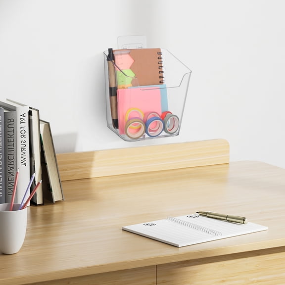 WRITWAA 4-Pack Clear Wall Mount Pen Holder Organizer Box with Transparent Design for Bathroom and Office Storage