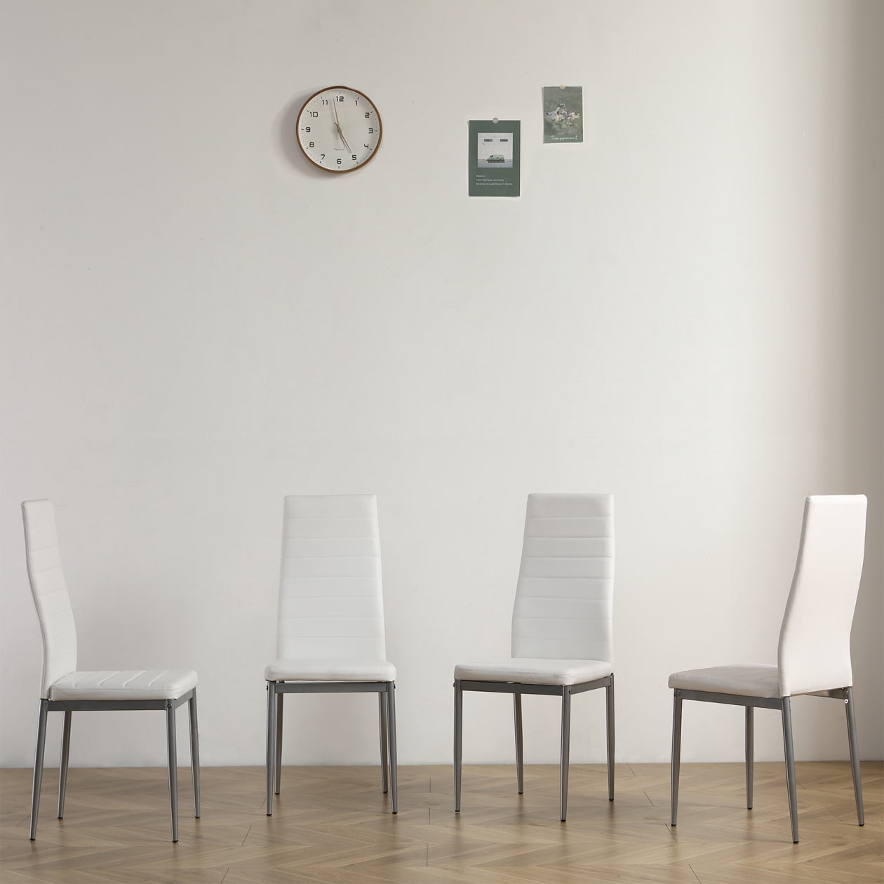 THOWDEE Glass PU Leather Dining Table Set, White