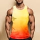 thumbnail image 5 of Camiseta sin mangas con cuello en V para hombre, de punto, con rayas verticales, para fitness, deportes, ocio, ajustada, con degradado, con cuello en I y hombros anchos., 5 of 7