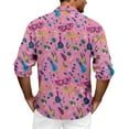 thumbnail image 3 of Fgvctg Mardi Gras Shirts for Men Carnival Party Long Sleeve Button Down V Neck Shirts Collared Trendy Blouses Mask Print Oversized Business Casual Tops Pink L, 3 of 6