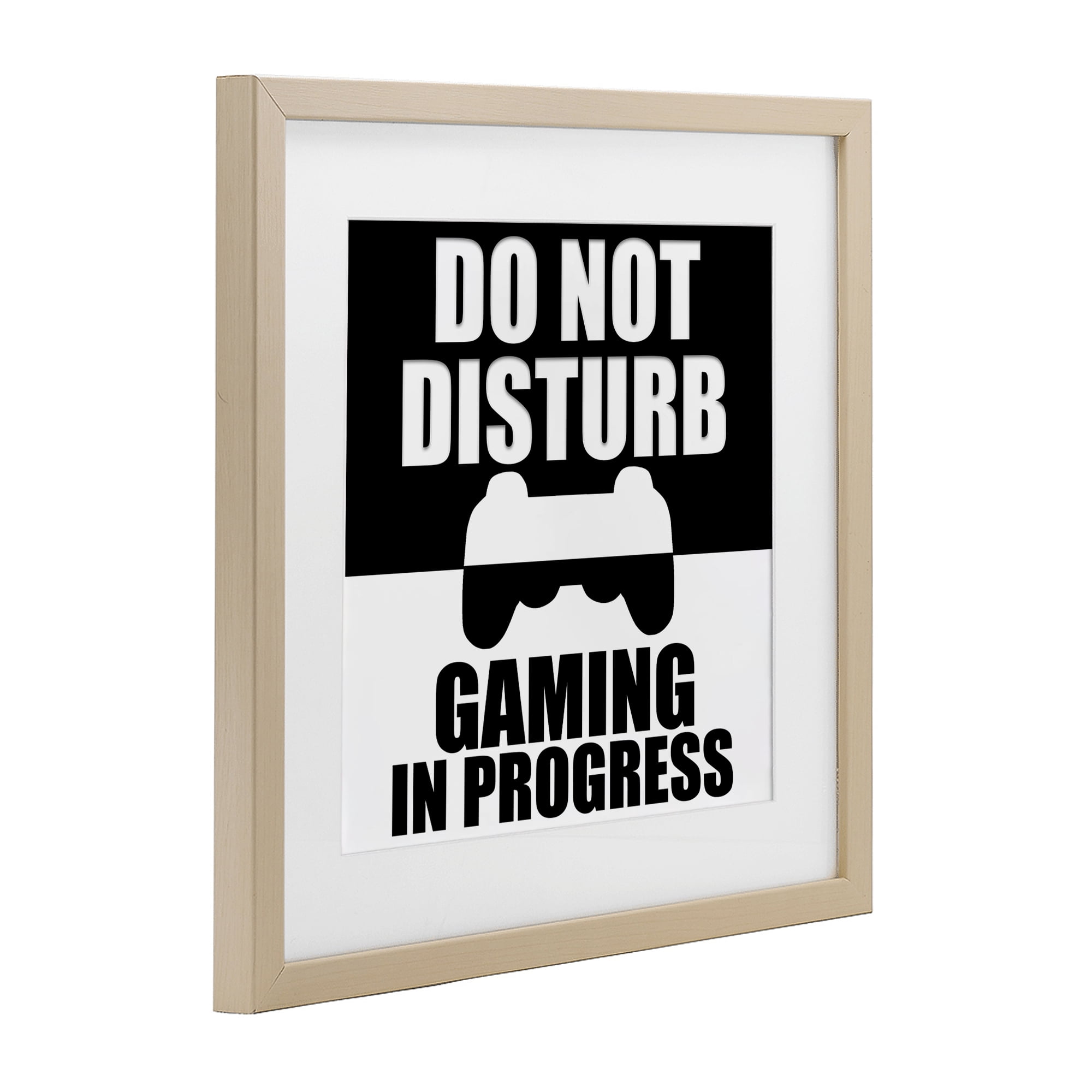 Do Not Disturb Minimal Gamer Birch Framed Print Under Glass, design by Kim Allen