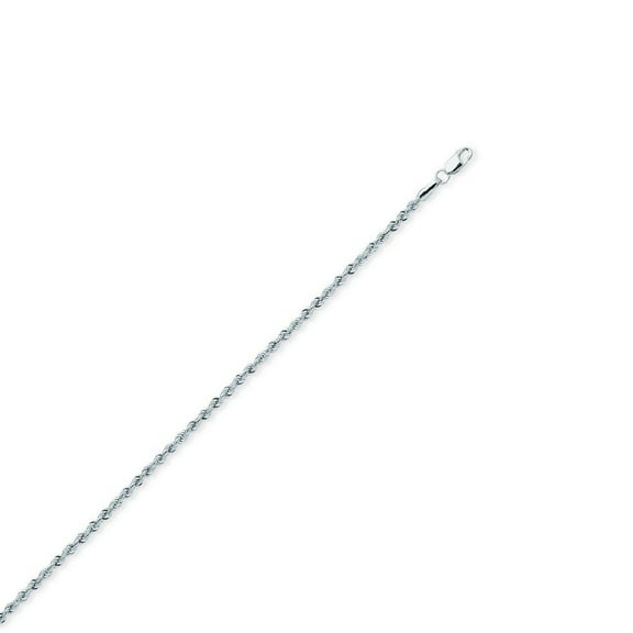 14k White Gold Hollow Rope Chain Necklace 1.8mm Lobster Claw Closure - 1.6 Grams - 18 Inch