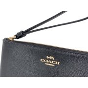 Coach Women's Large Corner Zip Wristlet in Crossgrain Leather (Black)