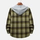 thumbnail image 3 of Camisas s Para Hombre Manga Larga Camisa de manga larga con estampado a cuadros informal de otoño e invierno para hombre, blusa de manga larga con cuello encapuchado (Green, S), 3 of 7