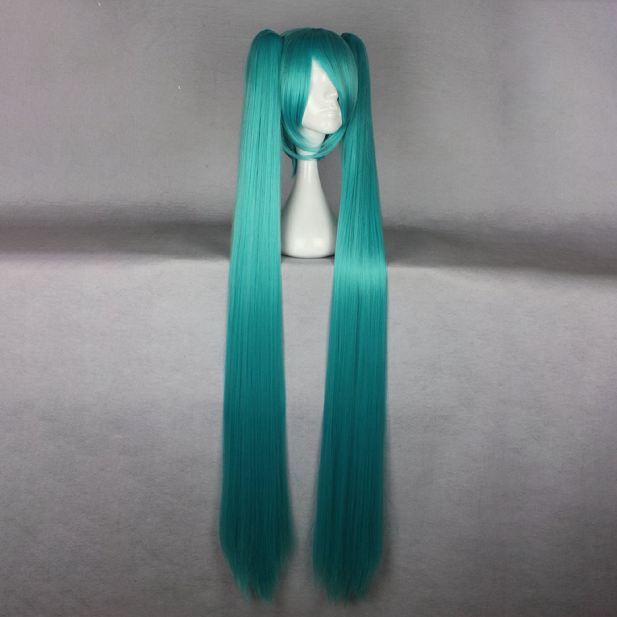 Unique Bargains Human Hair Wigs for Women 51" Wigs Long Hair with Wig Cap Deep Blue Gradient Green