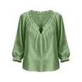 thumbnail image 5 of VBVC Women's Cotton Linen V Neck Blouse , Ladies' Boho Ruffle Long Sleeve Tunic Top , Casual Summer Vacation Shirts For Women, S-2XL, 5 of 7
