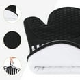 thumbnail image 6 of Oven Mitts and Pot Holders Sets of 6, Heat Resistant Kitchen Oven Gloves Sets with Non-Slip Silicone for Kitchen Black Vertical Stripes 10.9x7.1inch, 6 of 7