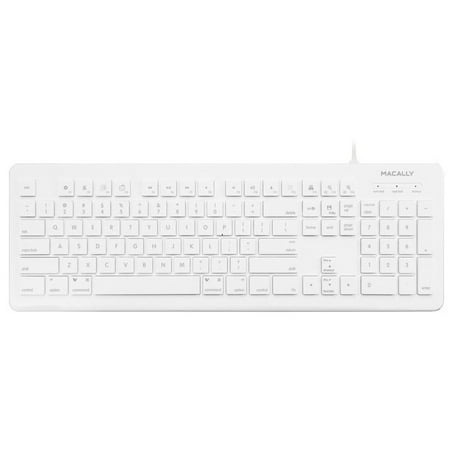 Macally 104-Key Full Size USB Keyboard with Two USB 2.0 Ports for Mac and