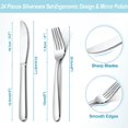 thumbnail image 2 of Mirdinner 24 Pieces Dinner Forks and Knives Set, Food Grade Stainless Steel Silverware Flatware Cutlery Set with 12 Knives & 12 Forks, Salad Fork and Butter Knife, Mirror Polished, Dishwasher Safe, 2 of 7