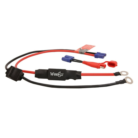 Weego Battery Charging Cable JSMT524 10 Millimeter Eyelet Rings; 400 Amp Fuse; 24 Inch Cable; Black