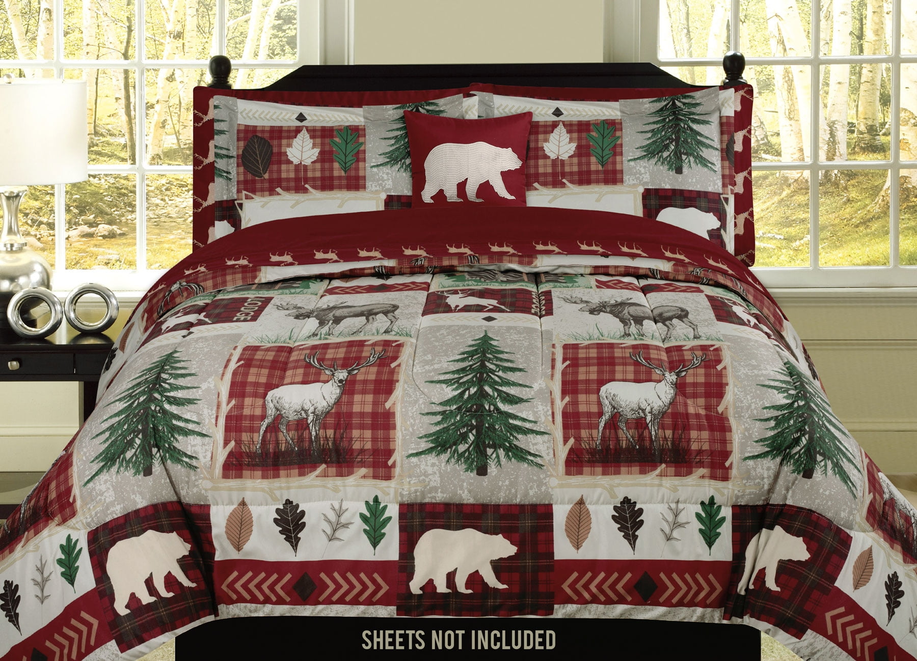 HowPlumb Cabin Lodge Rustic 4 Piece Bedding Sets, King with Comforter