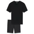 thumbnail image 1 of UNCOVER by SCHIESSER Conjunto de Pijama para Hombre de 2 Piezas - Corto, Cuello en V, Algodón, liso/estampado Negro L (Large), 1 of 3